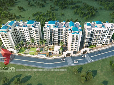 Aurangabad-3d architecture studio-3d-real-estate-walkthrough-studio-high-rise-township-birds-eye-view